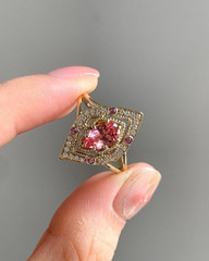 Pear Cut Tourmaline Cocktail Ring 2.85Ct Created Diamonds 14K Yellow Gold Finish