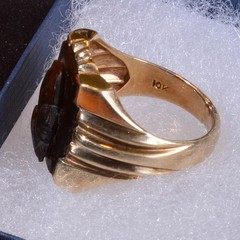 Mens Ring Vintage 10k gold Roman Soldier Tigers Eye 7.9g