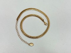 Icing vintage necklace gold tone herringbone choker adjustable chain 15 inch