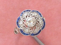 Floral Cocktail Art Deco Style Ring 2.1 Ct Simulated Diamond 14k White Gold Over