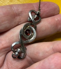 vintage 925 sterling silver intertwined twin snake brooch pin faux ruby red gem