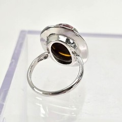 Sterling Silver Jasper Ring Cabachon Stone Hat Style Size 6.75 JJJ3779