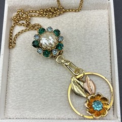 Vintage 12k Gold Filled Watch Chain FOB, ChatelaineSlide,Swivel Dog Clip, ~READ~