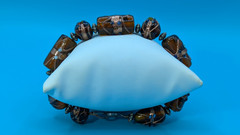 Vintage Murano Lamp Work Glass Beads Amber Brown Bracelet