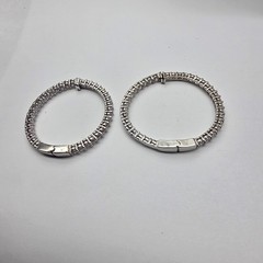 Signed JCL Clear Crystal Silver Tone Hinged Hoop Clip On Earrings Vintage