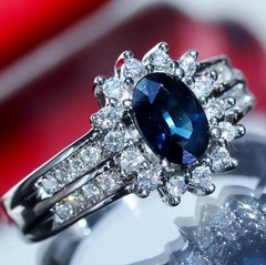 14k white gold 1.25ct natural diamond size 5.75 ring sapphire halo heated 3.35gr
