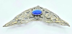 Silver Plated Art Nouveau Fairy Wing Blue Stone Sash Pin