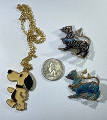 Vintage Enamel Lot Figural Abstract Birds Animal Snoopy Fish Ladybug Lot 27 pcs