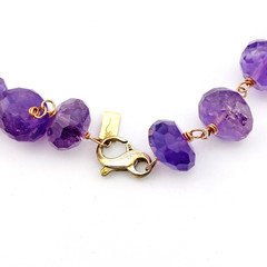 Huge Faceted Amethyst Beads Gold Filled Necklace Artist Signed OOAK 20 Inches