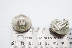 Vintage Clip On Earrings Silver Tone Textured T4