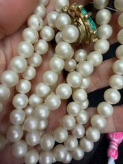 Vintage Necklace ART Signed Clip Earrings Simulated Pearl Beads Lot Matching PJ