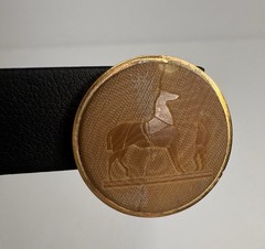 Hermes Vintage Horse Botton Earrings Clip On Gold Tone