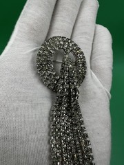Vintage Weiss Brooch Pin Art Deco w/Dangles Fancy Clear Rhinestone Silver Tone