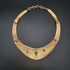 Jackie Collins Signed Vintage Gold Tone Statement Choker Rhinestone Collar