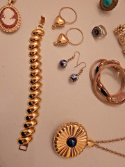 Vintage & Contemporary Jewelry Lot – NAPIER Stamped Bracelet, Cameo Necklace & M