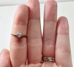 ART DECO 14K .34CT VINTAGE RETRO DIAMOND ENGAGEMENT RING (C325B)