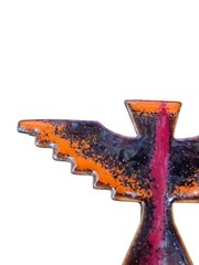 Vintage Enamel Thunderbird Brooch Copper Tone Southwest Native Style Bird Pin