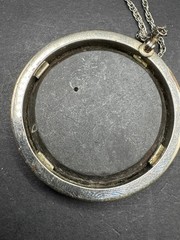 Antique Sterling Pietra Dura Pendant/Chain Floral Mosiac