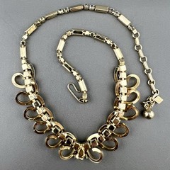 Vintage Sarah Coventry Necklace Celestial Fire Gold Tone Rhinestone 50s Signed