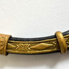Vintage Black Leather Brass Artisan Choker Necklace Tribal Boho Statement Collar