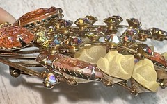 Rare Beau Jewels Unsigned AB Floral Spray 3.25”Lx 1.5” W Brooch