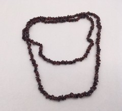 Vintage 34” Genuine Almandine Garnet Chip Necklace Handmade No Clasp Beautiful