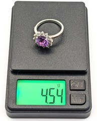 Vintage Luxury RING Silver 925 with Bright Amethyst -size: 7.5US (17.5mm) | #110