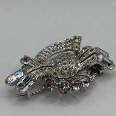 Vintage Eisenberg Original Fur Clip Sterling Silver Rhinestone Signed