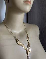 Stunning Vintage Sterling Silver 925/1000 Designer Necklace 19″, Glass cabochons