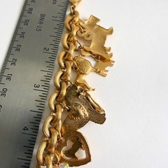 Vintage Kirk’s Folly Gold-Tone Dog Charm Bracelet with Rhinestones Retired READ