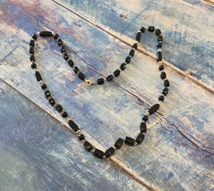 VINTAGE-RETRO Fabulous Unique Black Beaded Necklace 28 in