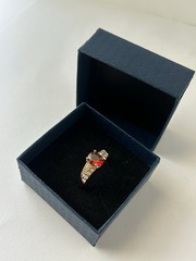 Vintage Red Cubic Zirconia Ring Gold Plated Womens Size 8.5