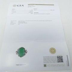 NYJEWEL GIA Certified 14k White Gold 6ct Jadeite A Jade Diamond Ring
