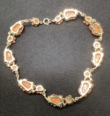 Vntg JAPAN 16 inch Choker Styler Necklace 2 pair Clip Earrings Coral Color 1950s