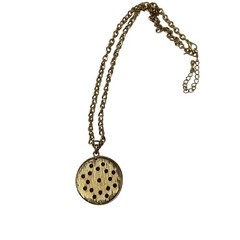 Gold Tone Necklace Swirl and Glass Stone Design Vintage Pendant