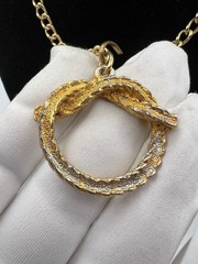 Vintage Gold Tone Rope Knot Pendant Necklace