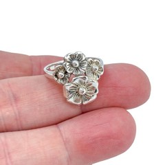 Vintage Sterling Silver 925 Floral Cluster Ring Size 9.5
