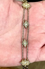 Vintage Y2K Gold Tone Rhinestone Geometric Bracelet 7.5” Adjustable Stackable