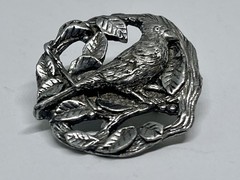 Cardinal BIRDS AND BLOOMS Limited Edition 1999 Vintage Pin Silver Leaves