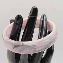Pink Marble Swirl with Gray Black Abstract Chunky 1990s Bangle Bracelet