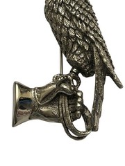 Tortolani Pewter Falcon & Falconer’s Gauntlet Brooch Detailed Pin Bird 3D Jewelr