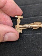 Vintage Mercury Industries Crane Valve Pipe Advertising Tie Bar Clip Gold Tone