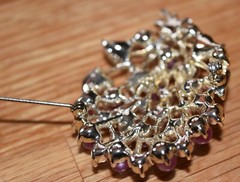 VTG STAR Floral Bouquet Pin Brooch Red & Pink Rhinestones Stones Flowers Leaves