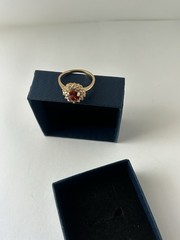 Vintage Red Cubic Zirconia Ring Gold Plated Womens Size 8.5