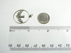 Vintage BLI Sterling Silver Etched Dove Bird Pendant 925 2.9g 7/8 Inch Diameter