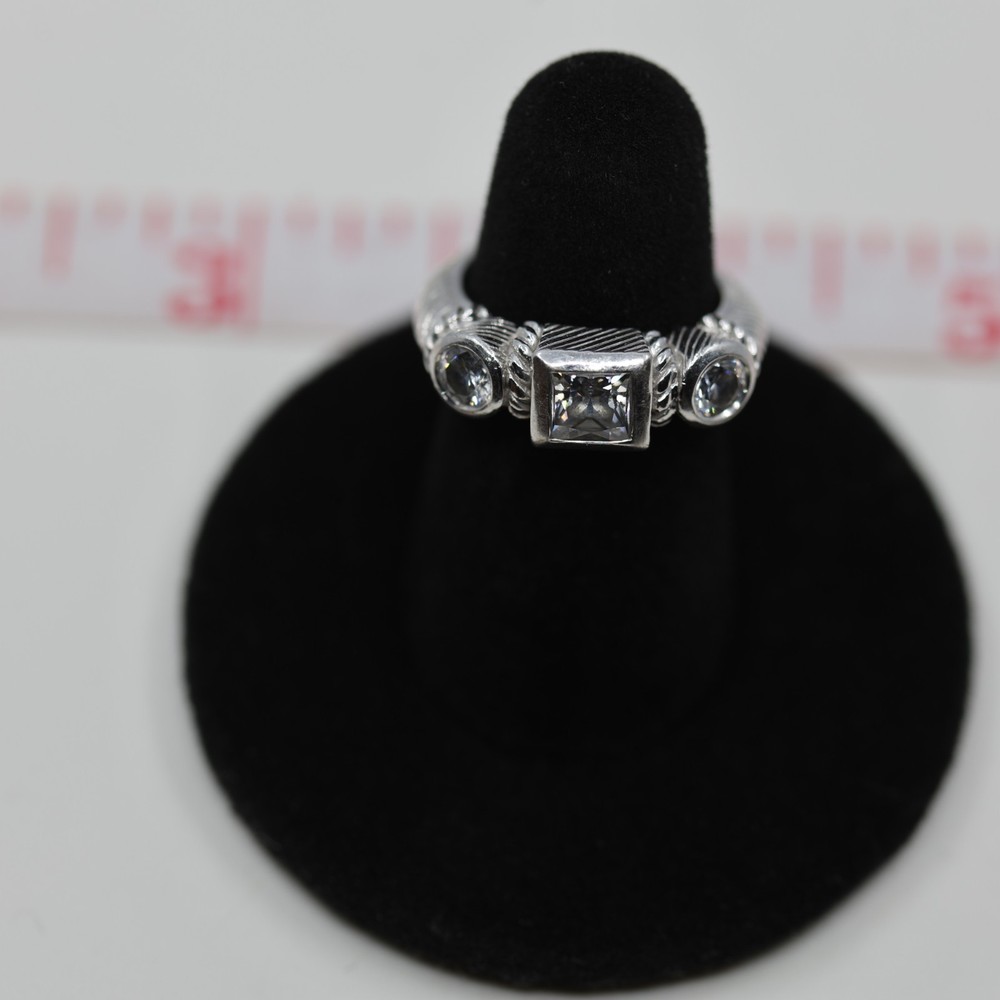 Triple Gemstone Ring Sterling Silver