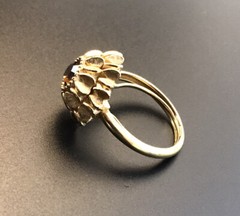 Vtg 1974 Avon Sunflower Gold Tone Topaz Crystal Ring Adjustable Size 7.5. #680