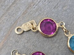 Swarovski Swan Crystal Open Bezel Bracelet Pink Green Blue Gold Tone Vintage