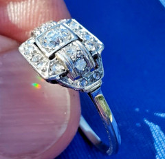 NATURAL EARTH MINED DIAMOND Original Antique Engagement Ring Deco Solitaire 14K