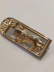 VTG Signed AJC Gold Tone “Cat Looking in Mirror Chasing Butterfly” Brooch